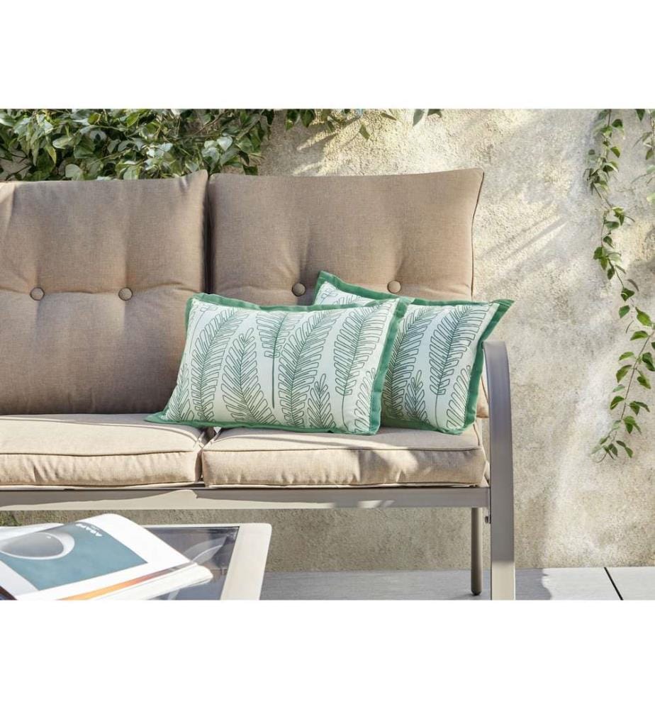 Lot de 2 coussins d'extérieur MEADOW Motif de plante 30 x 50 cm Vert