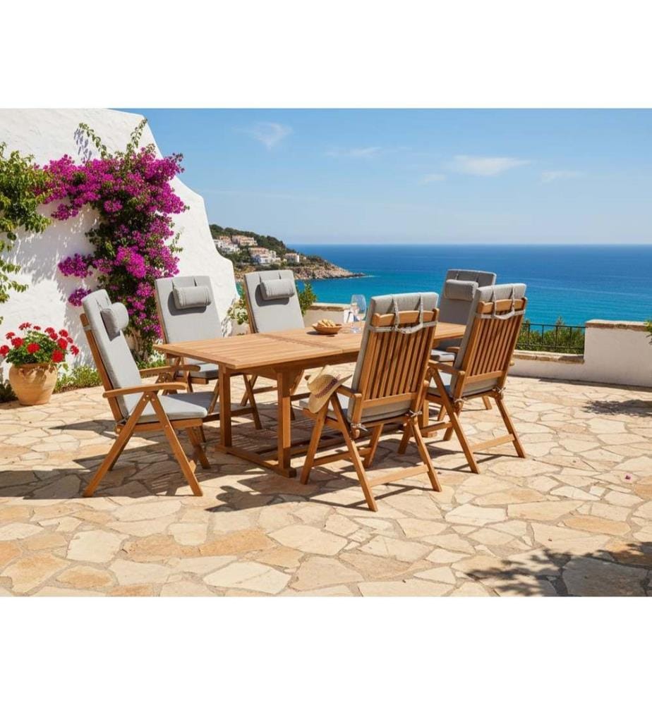 Outdoor Sitzkissen 6er Set JAVA/AMANTEA PREMIUM 50 x 70 cm Hellgrau