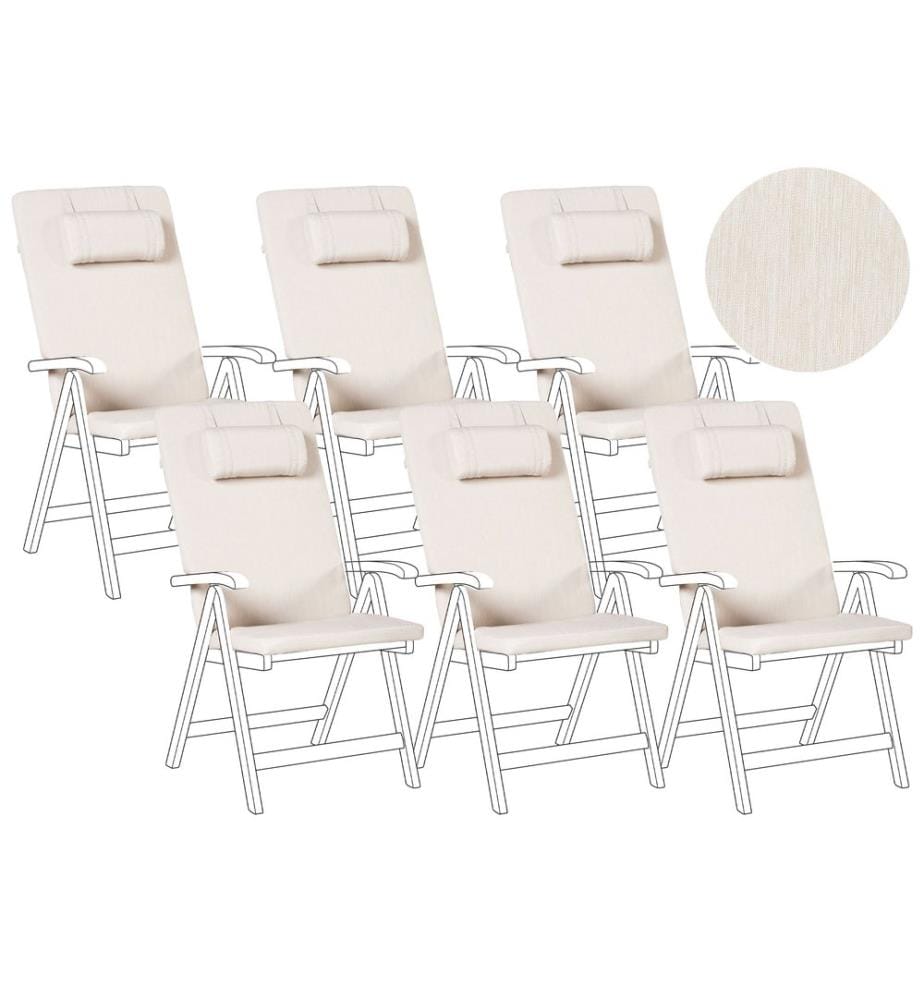 Outdoor Sitzkissen 6er Set JAVA/AMANTEA PREMIUM 50 x 70 cm Hellbeige