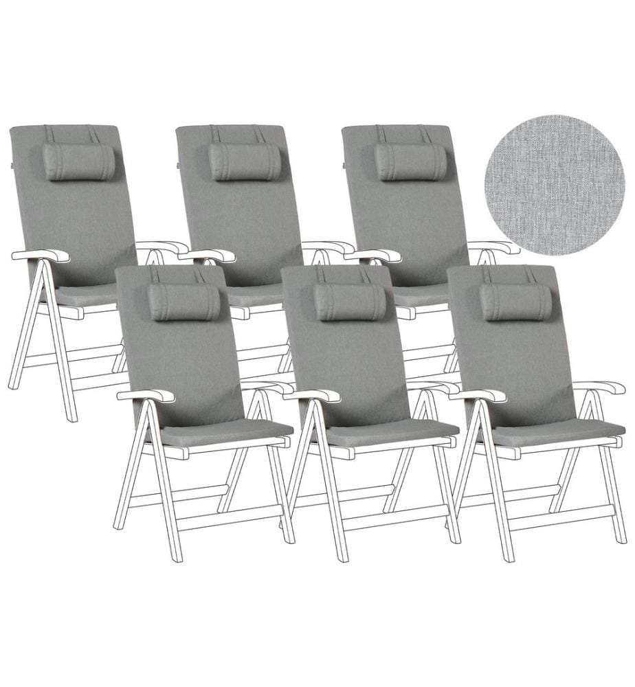 Outdoor Sitzkissen 6er Set JAVA/AMANTEA PREMIUM 50 x 70 cm Grau meliert