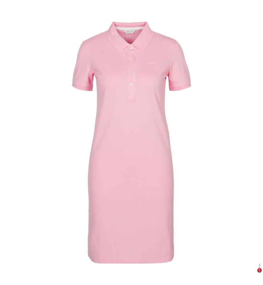 Piqué-Polokleid mit Kontrastkragen - Geranienrosa