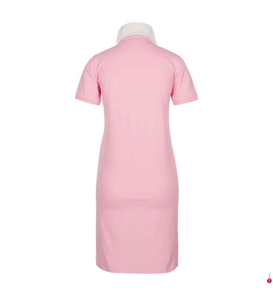 Piqué-Polokleid mit Kontrastkragen - Geranienrosa