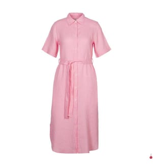 Hemdblusenkleid aus Leinen Regular Fit - Geranium Pink