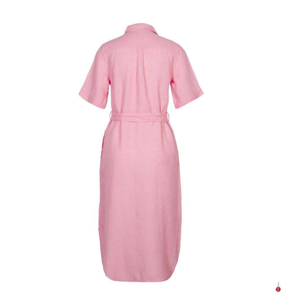 Hemdblusenkleid aus Leinen Regular Fit - Geranium Pink