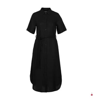 Robe-chemise en lin Regular Fit - Noir