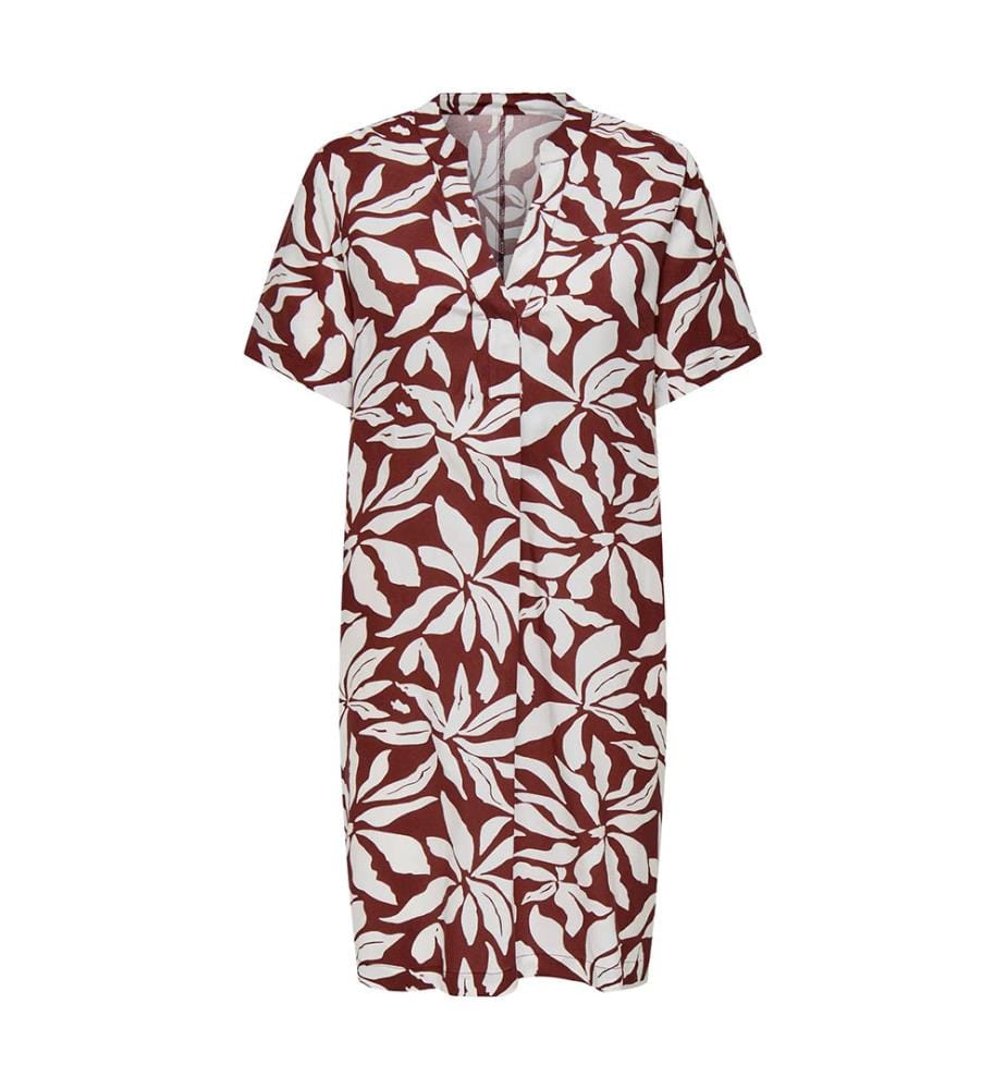 Regular Fit Tunika-Kleid - Fired Brick Graphic Flowers