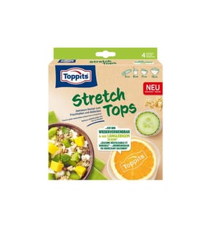 TOPPITS - Frischhalte Abdeckhaube Stretch Tops 4 Stück, Transparent
