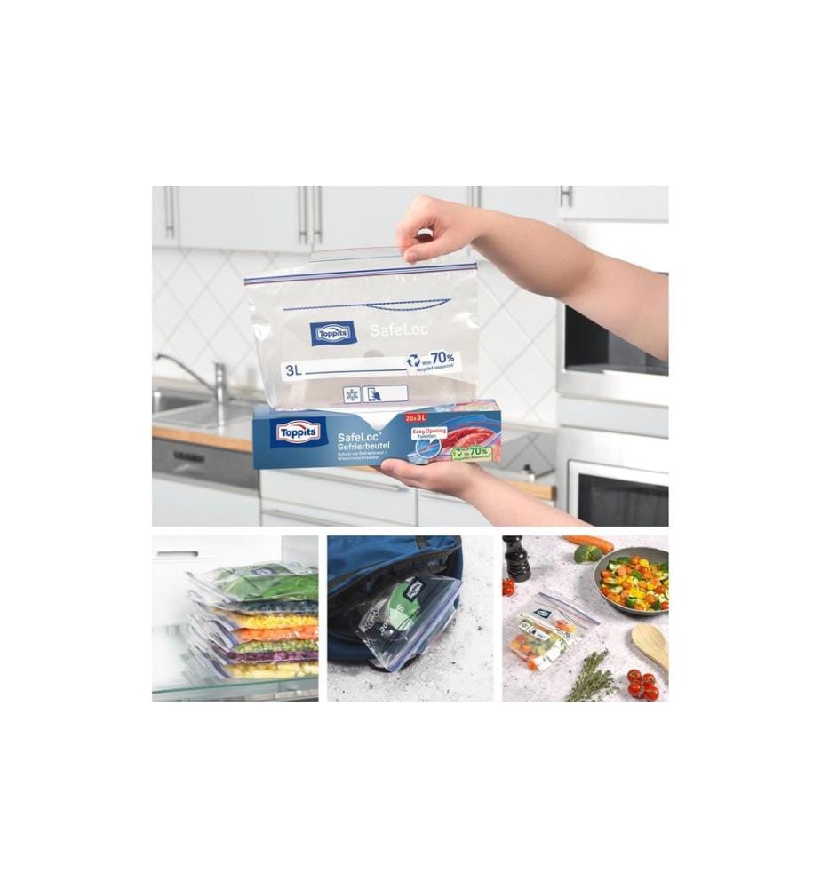 TOPPITS - Sacs de congélation Serrure double SafeLoc 20 pièces