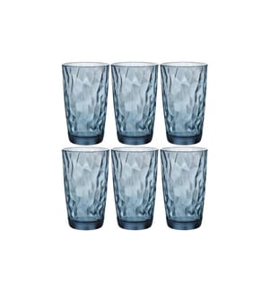 Bormioli Rocco Longdrinkglas Diamond 470 ml, 6 Stück, Blau