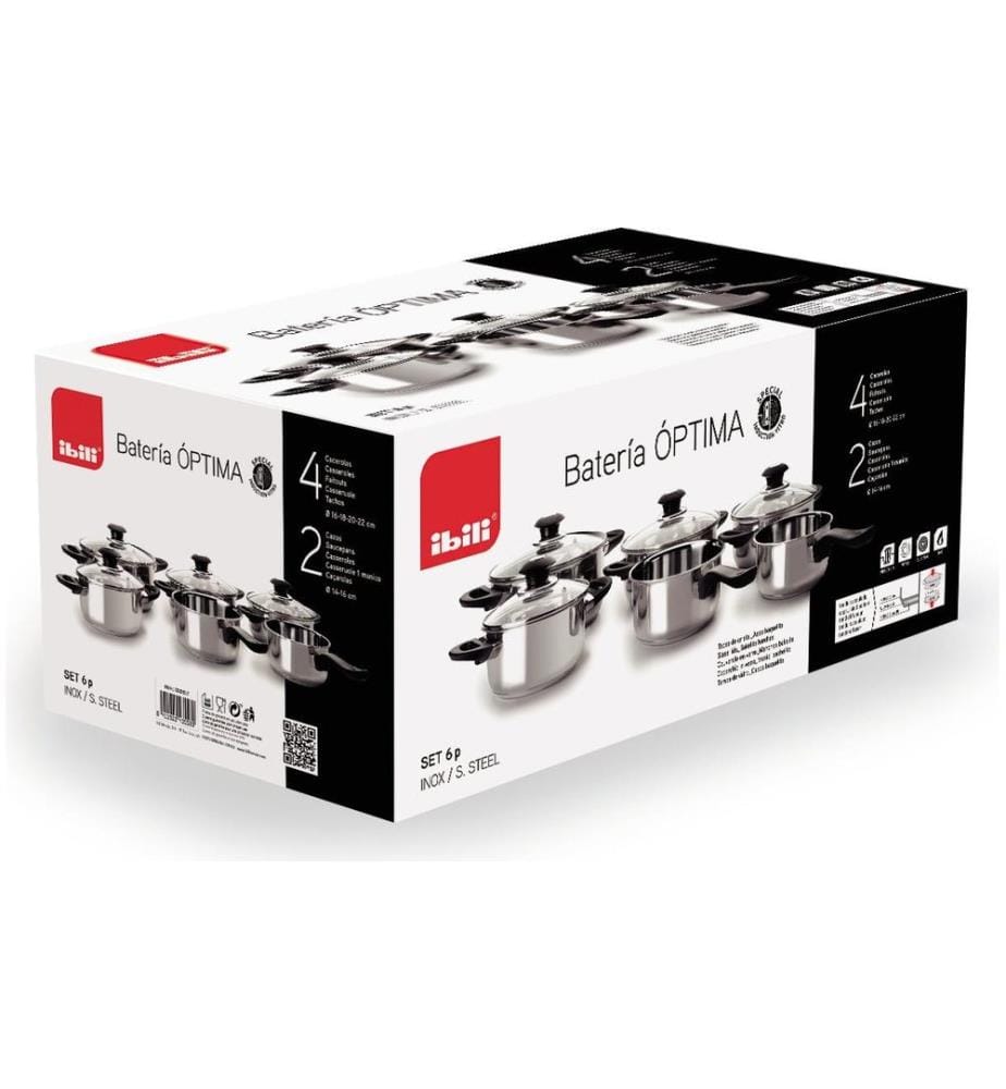 Ibili Set de casseroles Optima (6 poêles) 14 cm/16 cm/18 cm/20 cm/22 cm