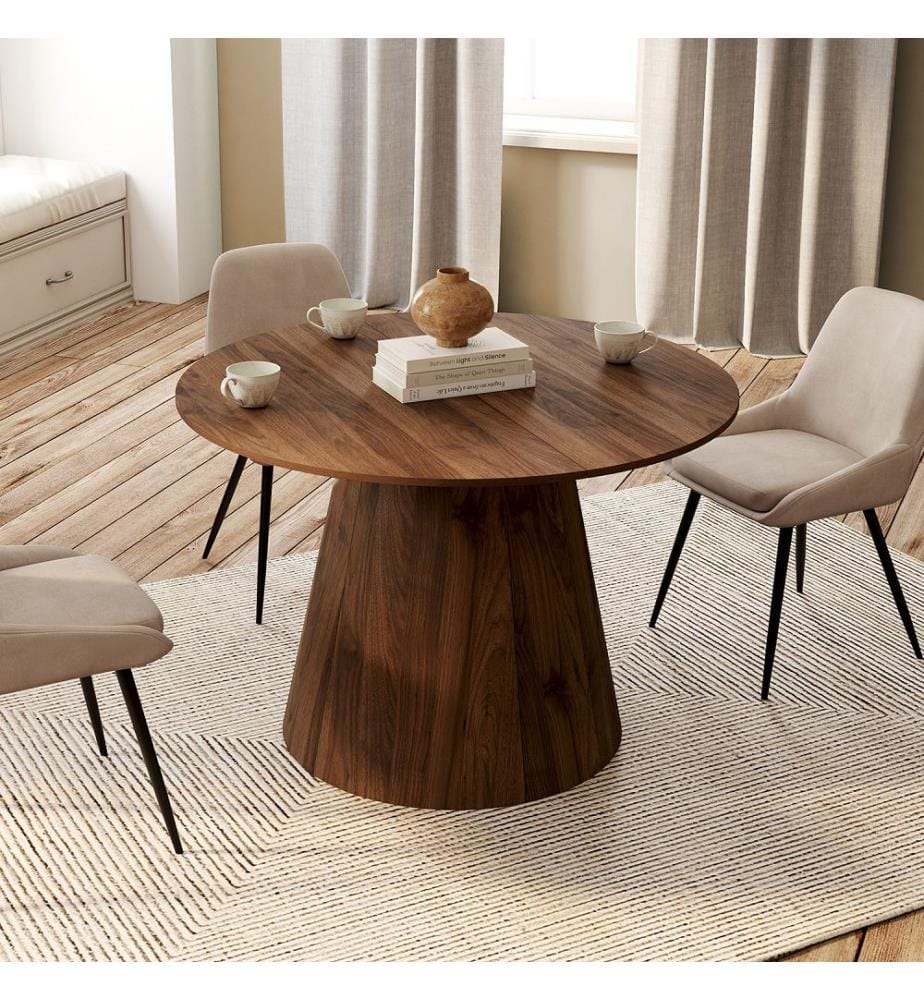 Table à manger ronde extensible Elvis - Noyer