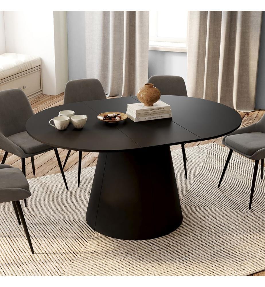 Table à manger ronde extensible Elvis - Noir