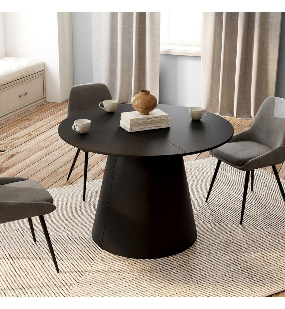 Table à manger ronde extensible Elvis - Noir