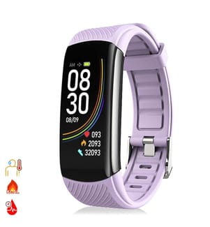 Bracelet connecté T118 avec mesure de la température corporelle, de l'oxygène dans le sang et de la pression artérielle