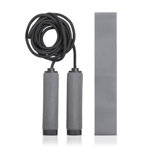 Zhiax Fitness Kit mit Widerstandsband und Springseil - Grau