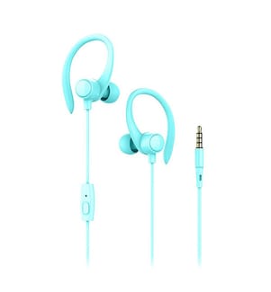 Écouteurs sport filaires S07 avec maintien optimal, microphone et bouton de commande intégrés 4,2 x 2,5 x 4 cm - Bleu