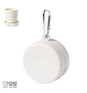 Faltbarer Sainod-Becher 220 ml, BPA-frei. Inklusive Karabinerhaken und Deckel.
