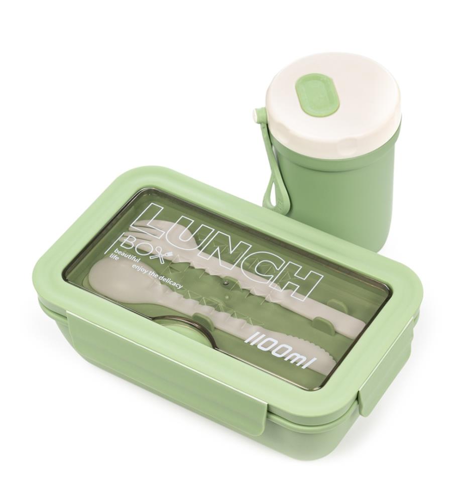 Hermetische Lunchbox 1100 ml mit Thermobecher - Grün