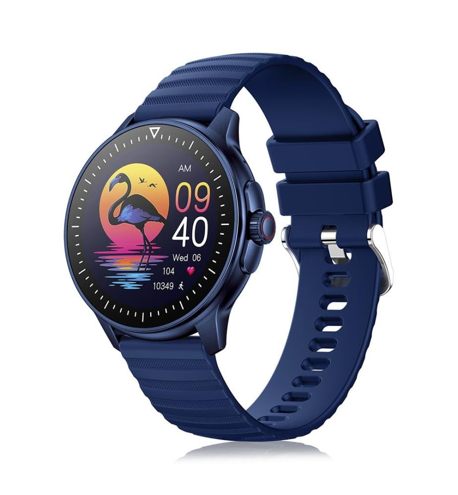 Montre connectée ZW45 avec notifications d'applications, appels Bluetooth, tensiomètre et moniteur d'oxygène, couronne multifonction 4,9 x 1,1 x 4,7 cm - Bleu