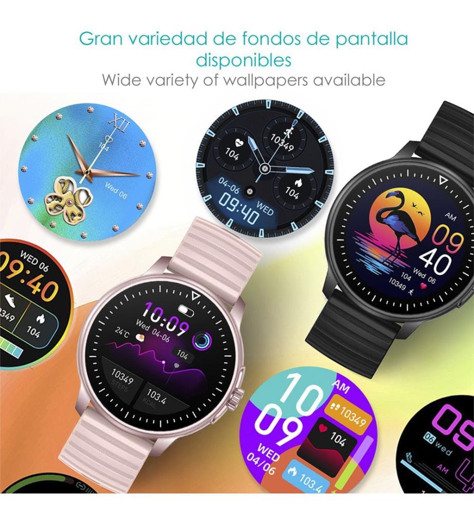 Montre connectée ZW45 avec notifications d'applications, appels Bluetooth, tensiomètre et moniteur d'oxygène, couronne multifonction 4,9 x 1,1 x 4,7 cm - Rose