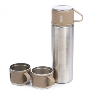 500 ml Thermosflasche und 3 Thermobecher - Taupe