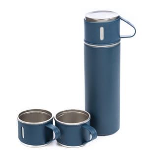 500 ml Thermosflasche und 3 Thermobecher - Dunkelblau
