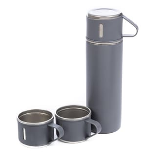 500 ml Thermosflasche und 3 Thermobecher - Grau