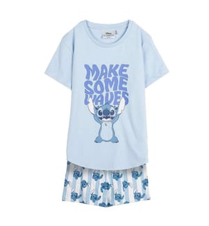 2-teiliges Set: Kurzer Pyjama aus Stitch-Jersey - Blau