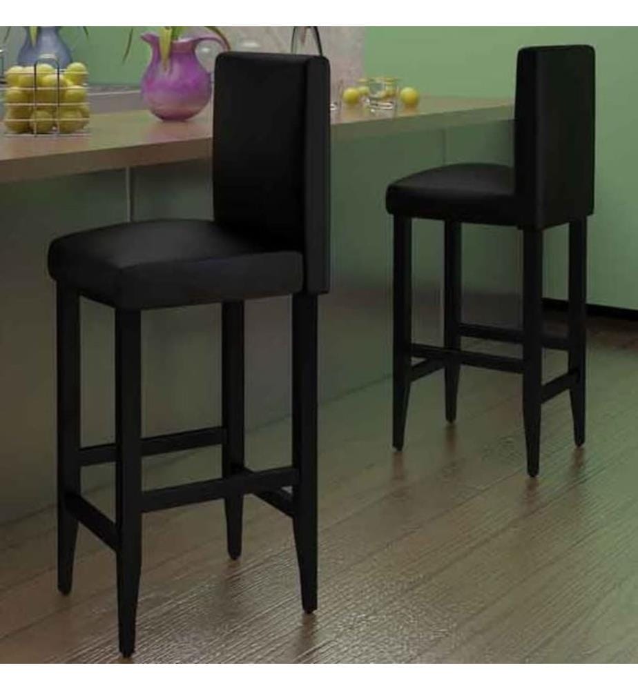 Barhocker 2 Stk. Schwarz Kunstleder