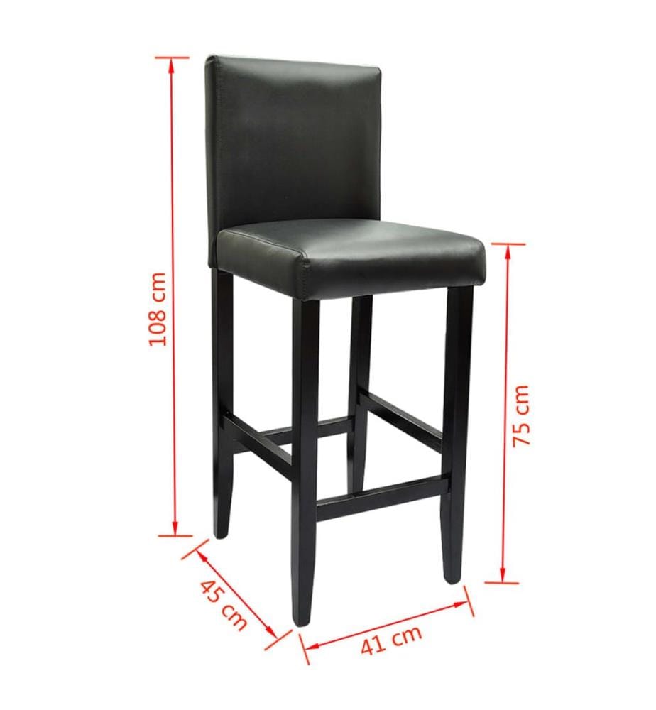 Barhocker 2 Stk. Schwarz Kunstleder