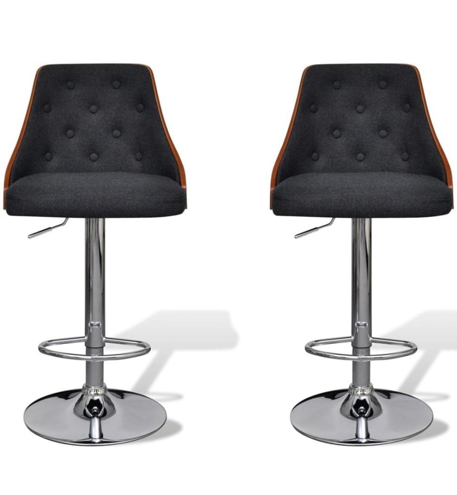 Barhocker 2 Stk. Bugholz und Stoff