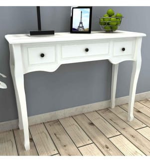 Table de console et coiffeuse avec 3 tiroirs Blanc