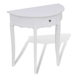 Table console avec tiroir Demi-ronde Blanc