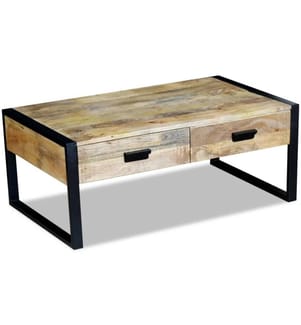 Table basse avec 2 tiroirs Bois de manguier massif 100x60x40 cm
