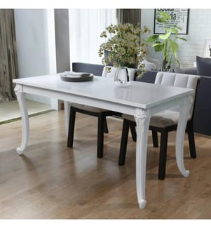 Table à manger 116x66x76 cm blanc brillant