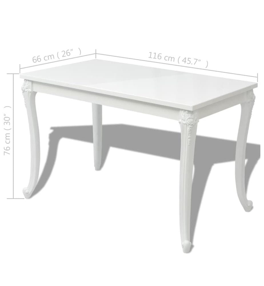 Table à manger 116x66x76 cm blanc brillant