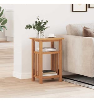 Table d'appoint avec étagère à revues Chêne massif 27x35x55 cm