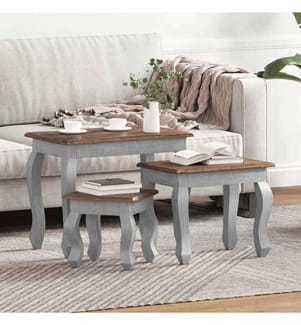 Ensemble de tables gigognes 3 pcs bois d'acajou massif