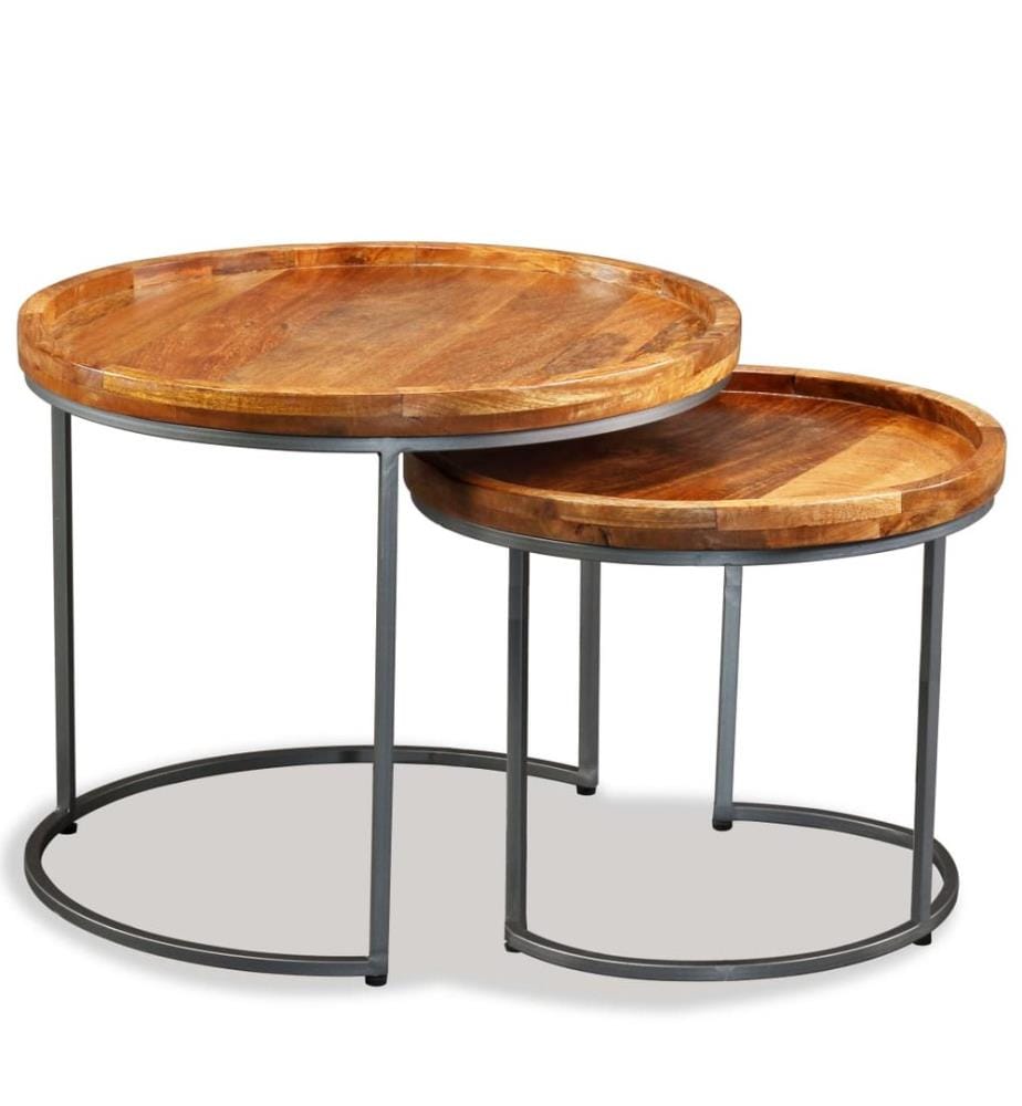 Ensemble de tables d'appoint 2 pcs Bois de manguier massif