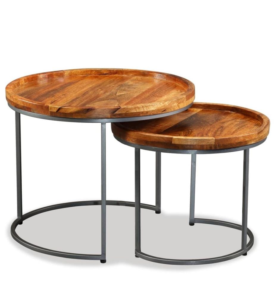 Ensemble de tables d'appoint 2 pcs Bois de manguier massif
