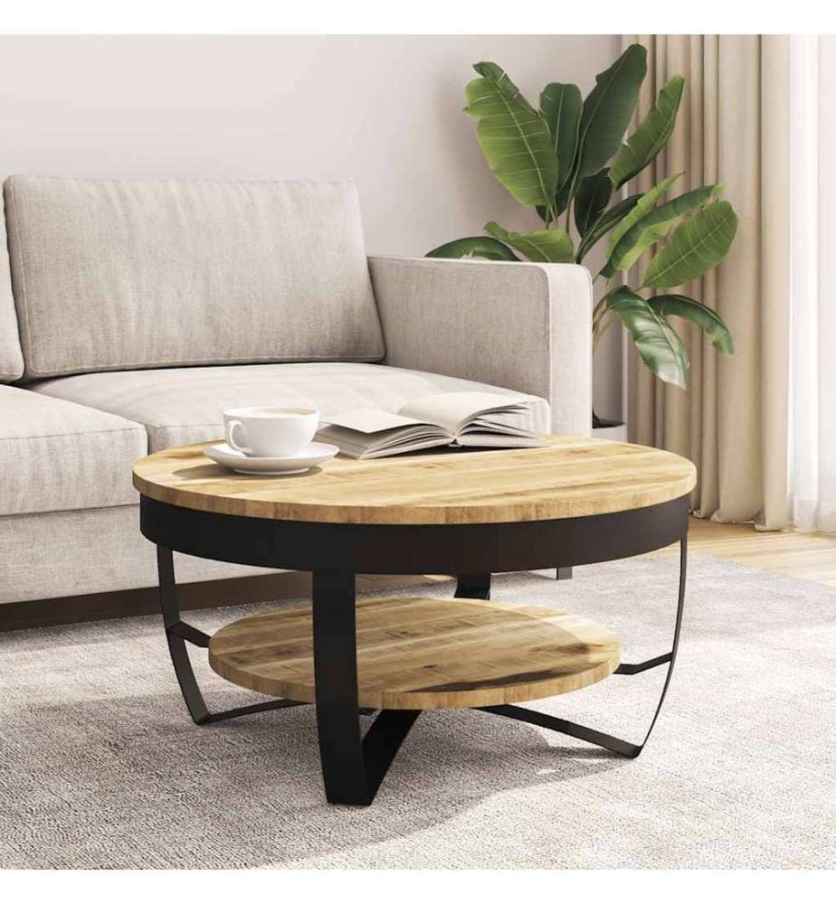 Table basse Bois massif de manguier brut 65x32 cm