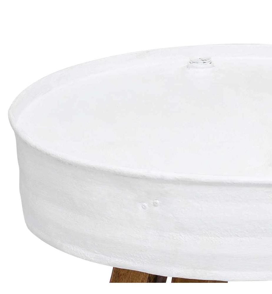 Table basse Bois de récupération massif 60x45 cm Blanc