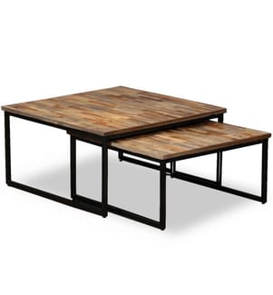Ensemble de table basse gigogne 2 pcs Teck massif récupération