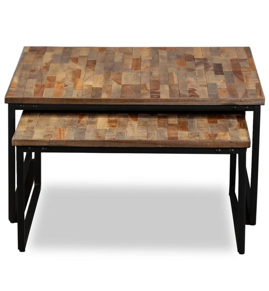 Ensemble de table basse gigogne 2 pcs Teck massif récupération