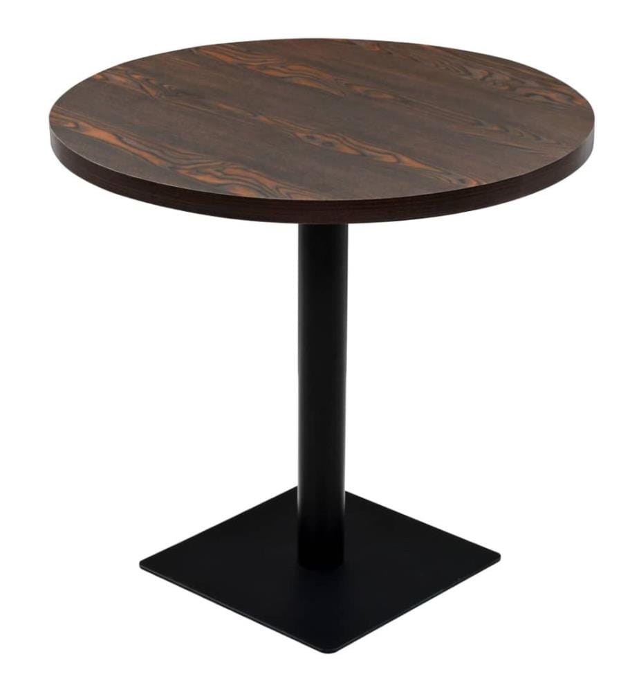 Bistrotisch MDF und Stahl Rund 80×75 cm Dunkle Esche