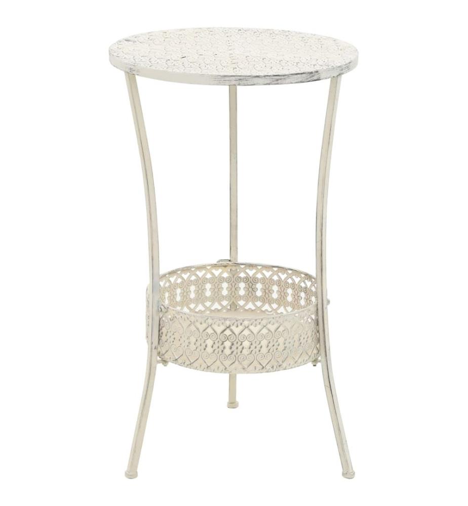 Bistrotisch Vintage-Stil Rund Metall 40 x 70 cm Weiss