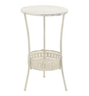 Bistrotisch Vintage-Stil Rund Metall 40 x 70 cm Weiss