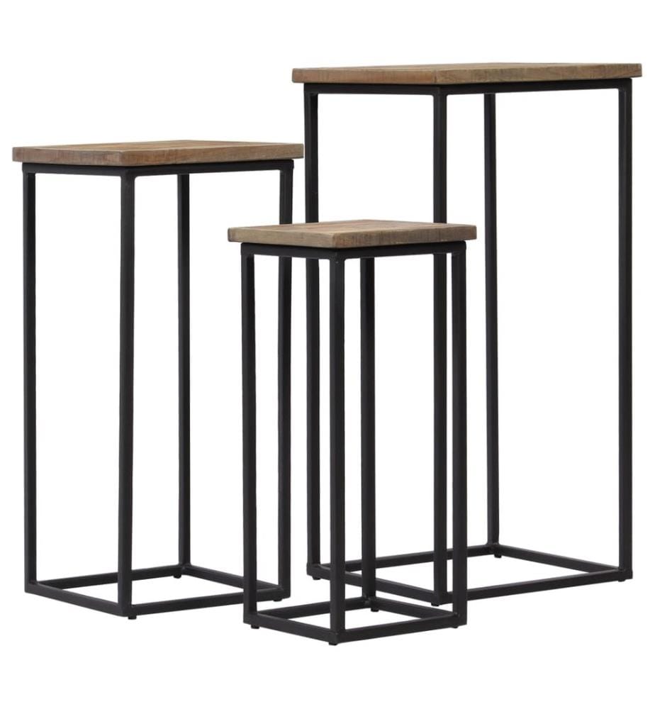 Ensemble de tables pour plante 3 pcs Teck recyclé