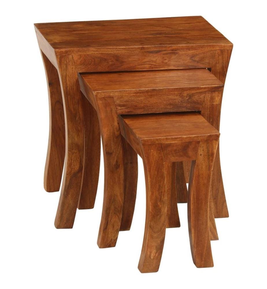 Table gigogne 3 pcs Bois massif d'acacia 50x35x50 cm Marron