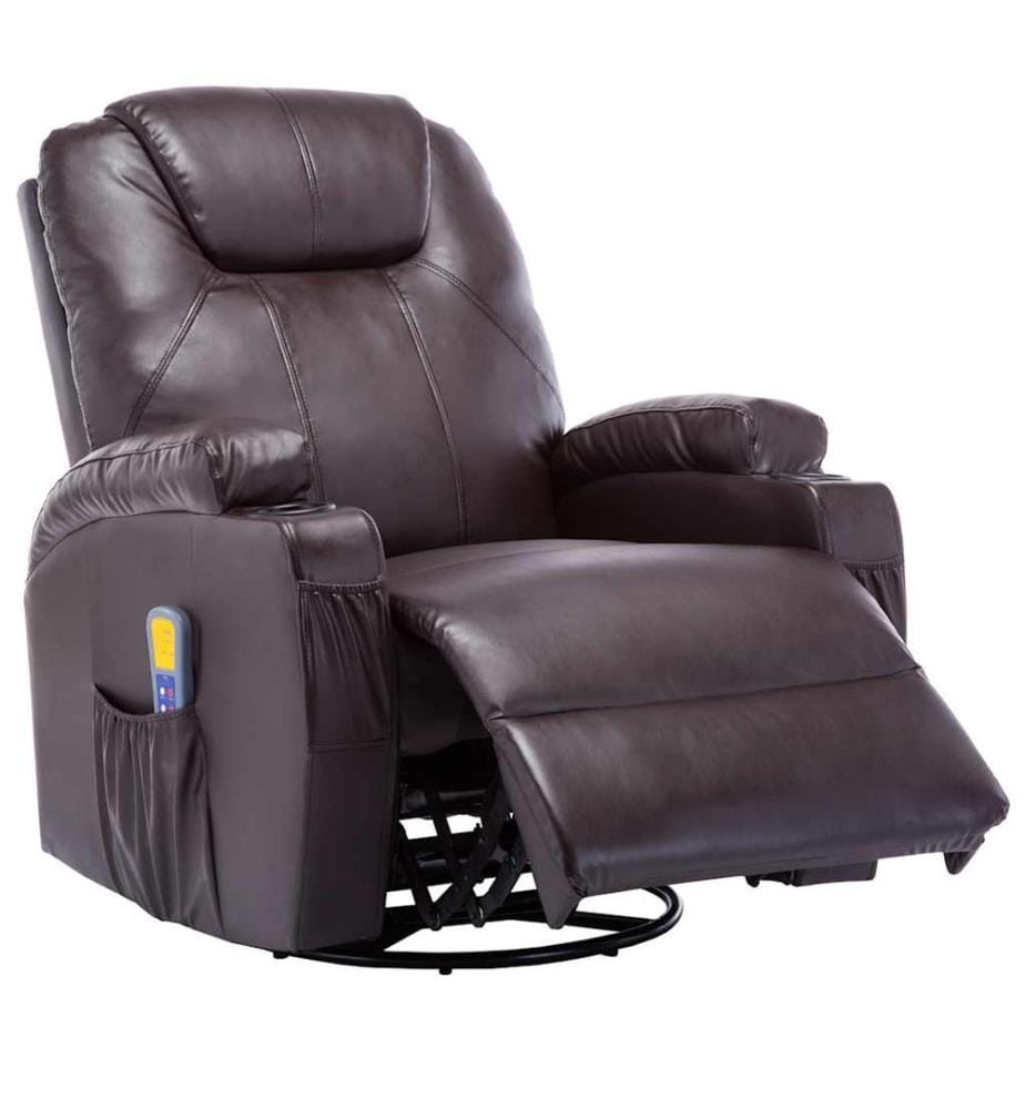 Massage-Schaukelsessel Braun Kunstleder
